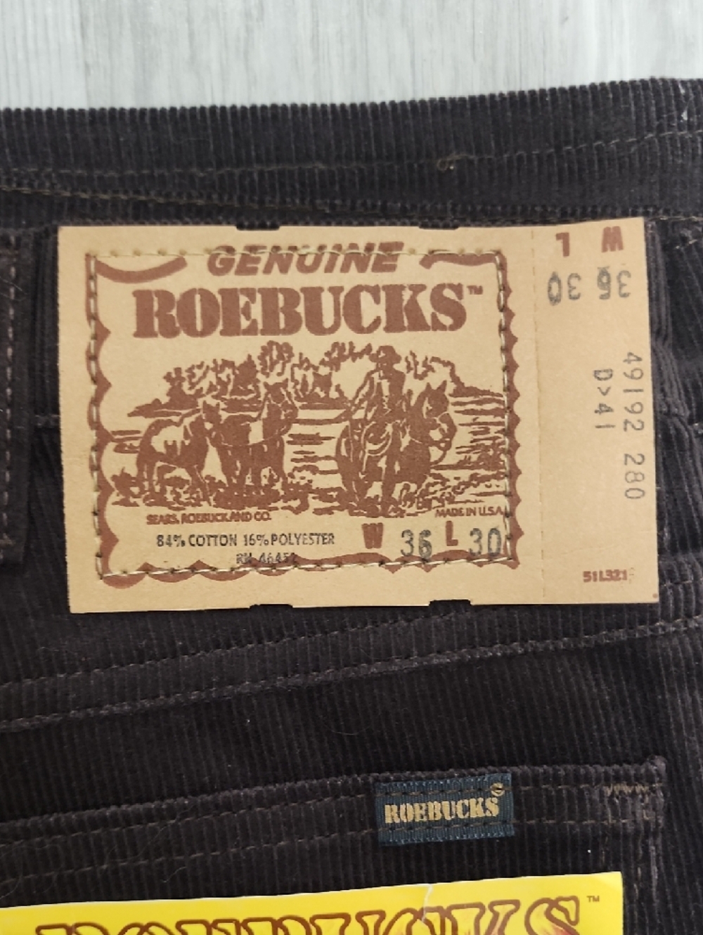 Deadstock NWT Sears Roebucks Brown Corduroy Boot Cut Pants Size 36x30 - Picture 6 of 6